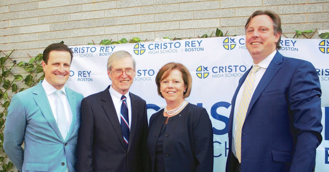 Shannon Zollo (left) and Michael Mooney of Nutter with Rosemary Powers, President of Cristo Rey Boston High School, and Tom Ryan, Principal of Cristo Rey. 